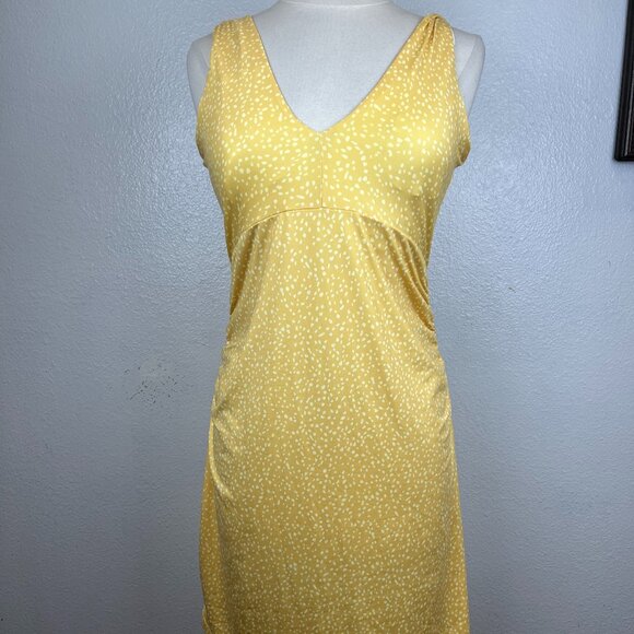 PrAna Yellow BIRCH SPOTS PEARL ISLA PERFORMANCE JERSEY DRESS SZ M - Picture 2 of 12
